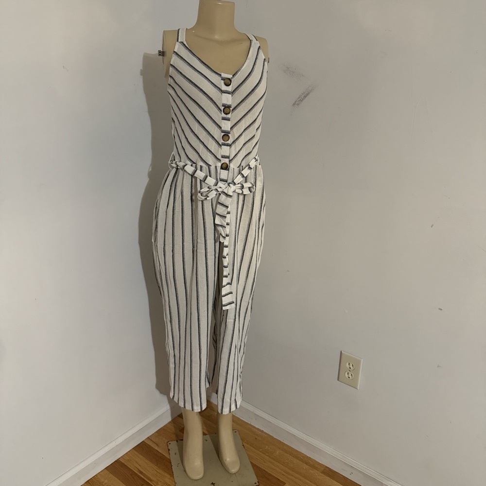 Primark Blue and White Striped Jumpsuit